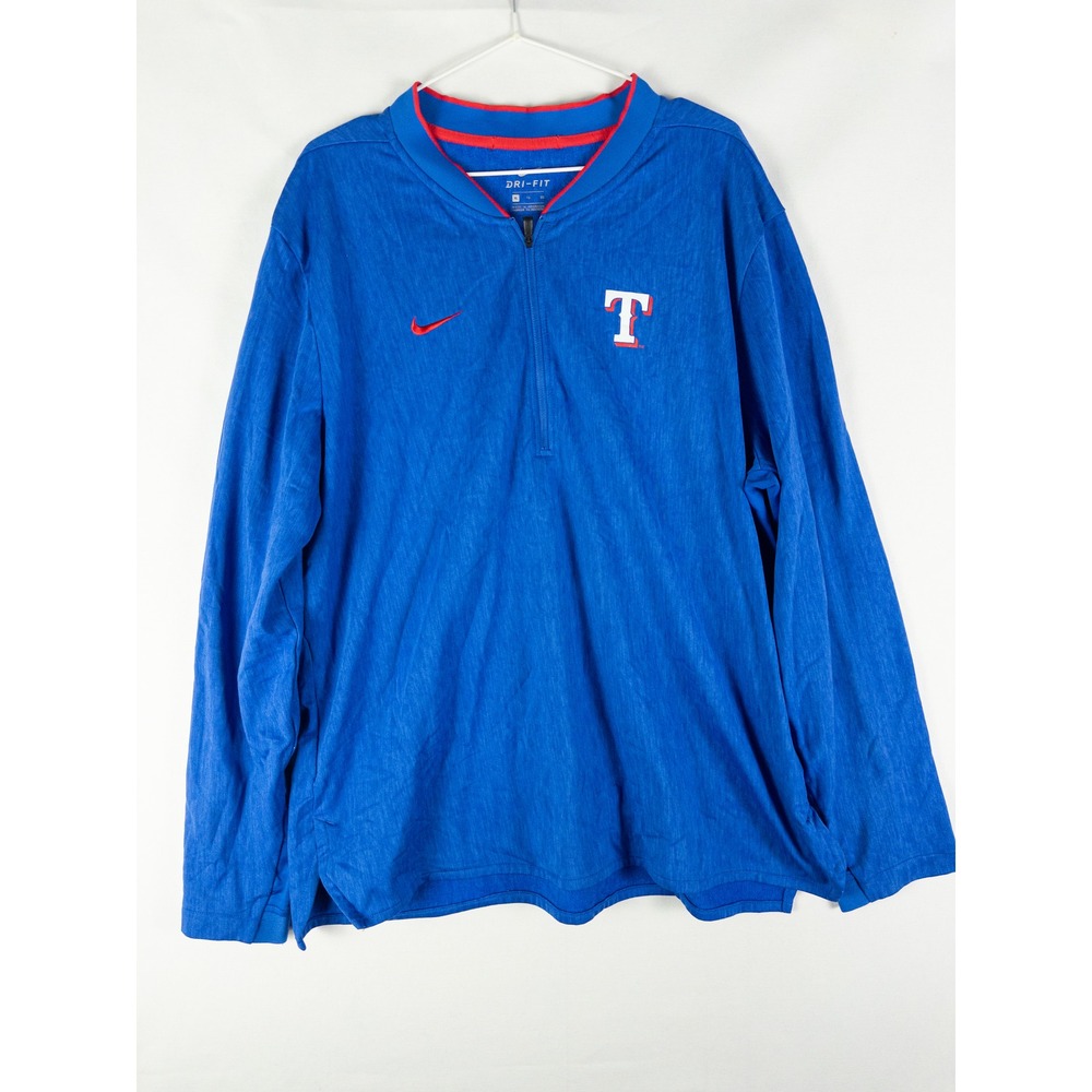 Nike Dri-Fit Texas Rangers MLB Quarter Zip Pullover Mens XL Royal Blue Streetwea